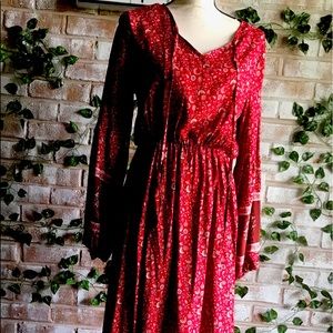 Burgundy floral maxi dress